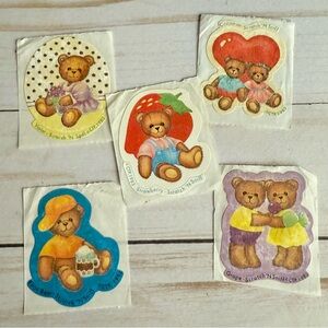 1983 Scratch N Sniff Teddy Bear Vintage Sticker Set of 5 CTP RARE